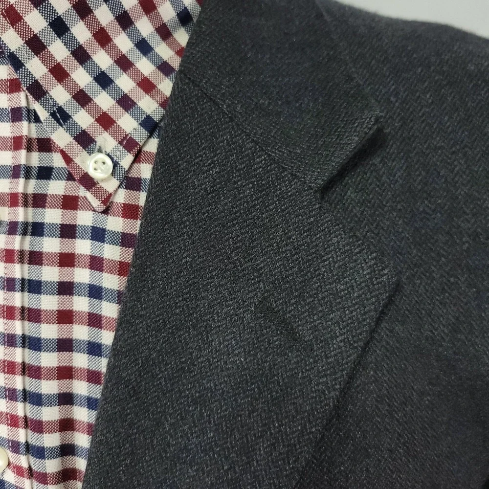 Pronto Uomo Men's Sport Coat Blazer Two Button‎ Charcoal Herringbone Lambs 46R